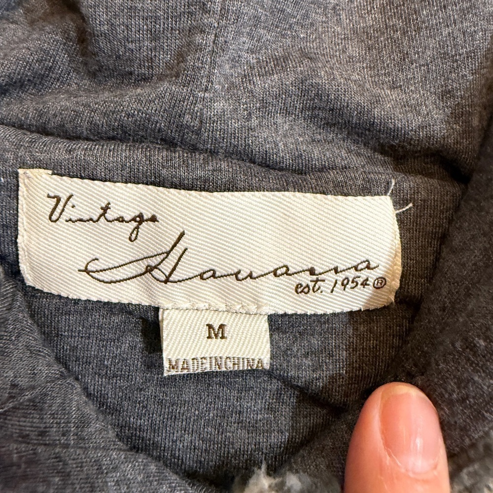 Women’s VINTAGE HAVANA Grey & white striped hooded fleece pullover- Size Medium - Picture 7 of 9